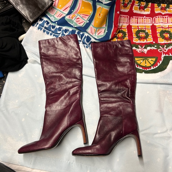 Derek Lam 10 Crosby wine colored square heel knee boots - Picture 9 of 9